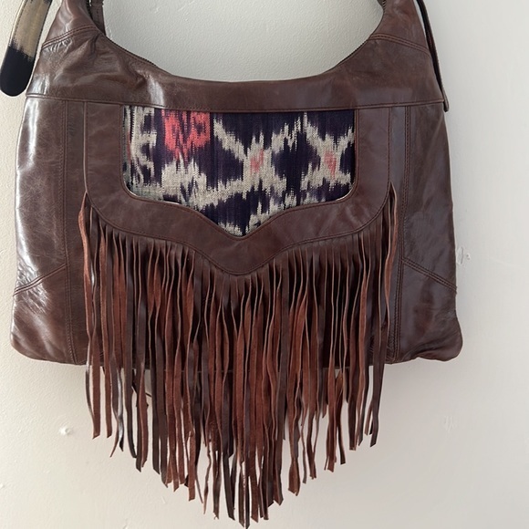 Cleobella leather and canvas fringe bag purse crossbody - Picture 3 of 13